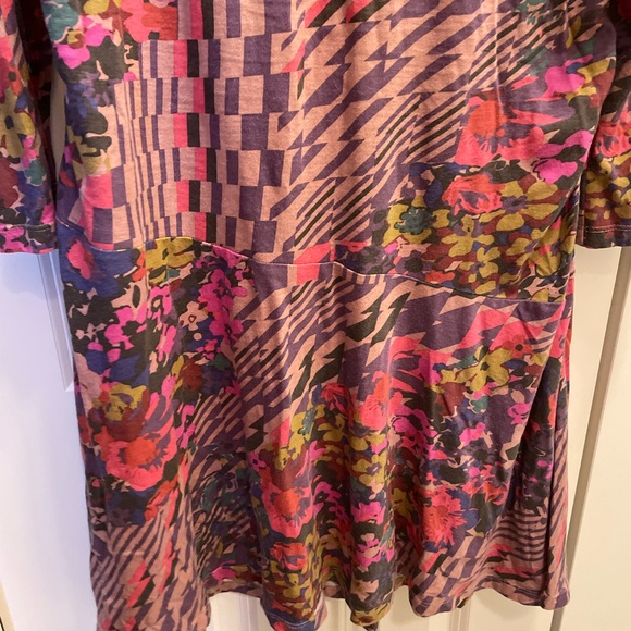 🌈🌈 Anthro Dress Floral Botanical Multicolour Pattern Print Ruched Casual - Picture 5 of 7